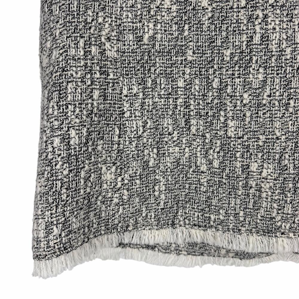 Cinq a Sept Erin Fringed Boucle Tweed Blazer Jacket Black Ivory Size 12 - Picture 10 of 12